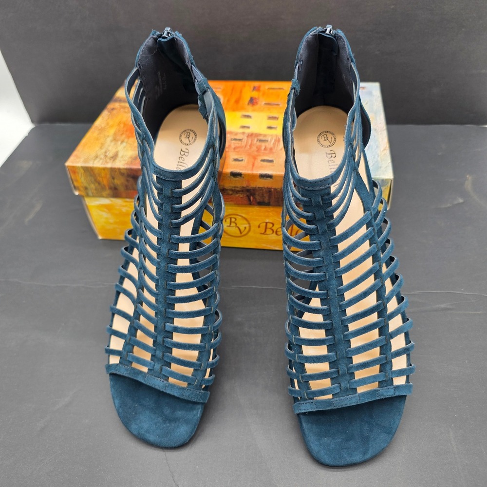 Bella Vita Holden Sandals Women 12 Navy Blue Suede Cage Gladiator 51-2260